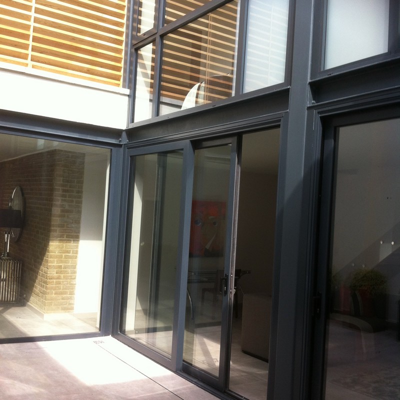 Anthracite aluminium sliding patio doors fitted in Fulham