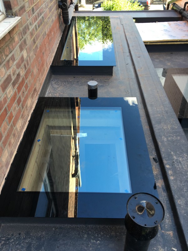 Multiple flat roof skylights on extension in Fulham